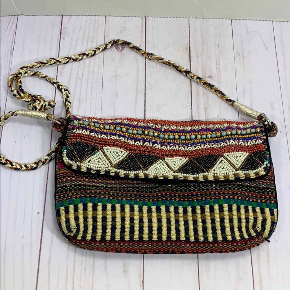 Jesslyn Blake woven beaded boho bag